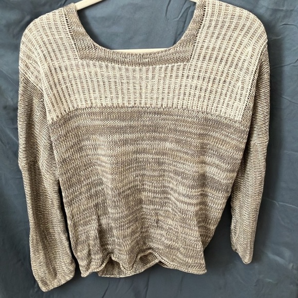 Soft Surroundings: Cross the body/ Cropped Sweater- cream/gray~ size XL - Picture 6 of 7